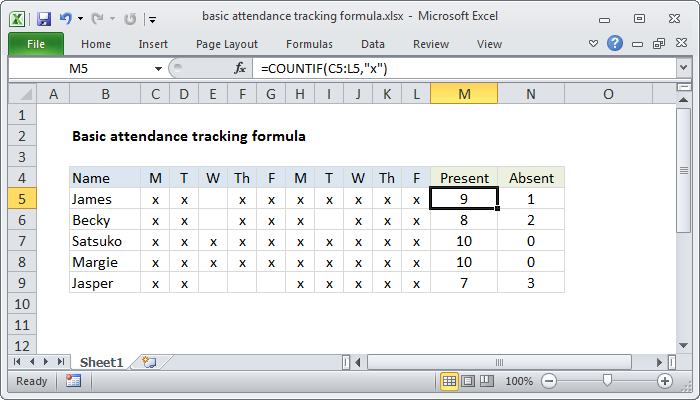 excel-formula-basic-attendance-tracking-formula-exceljet